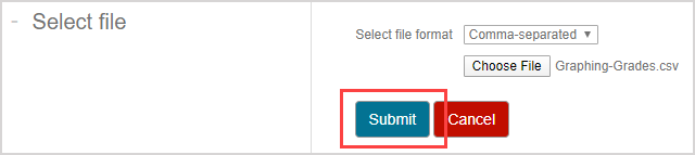 On the External assignment upload page, the Submit button at the bottom of the page is highlighted.